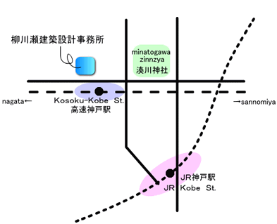 柳川瀬建築設計事務所までの地図